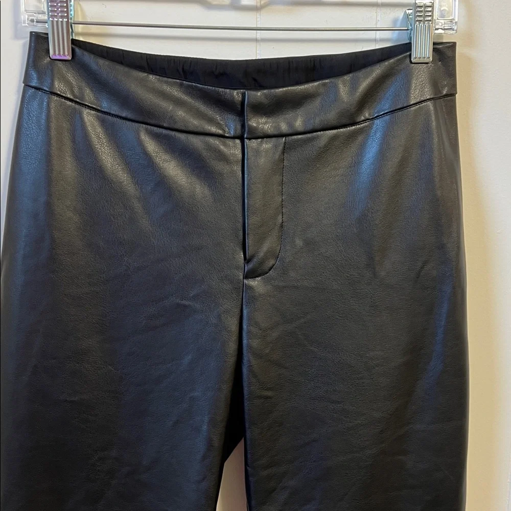 Lola and Sophie Vegan Faux Leather Cropped Black Pants Stretch Trousers Size 2